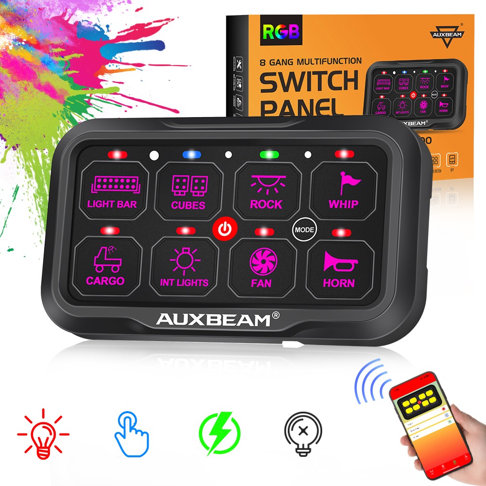 AUXBEAM AR-800 8-Gang Switch Panel RGB bluetooth Control For Can-Am Maverick X3