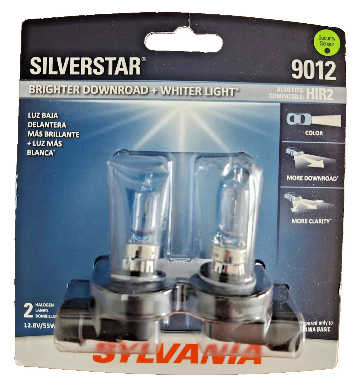 Sylvania 9012 HIR2 SilverStar Halogen Car Headlight Bulbs, White (2 Pack) – NEW