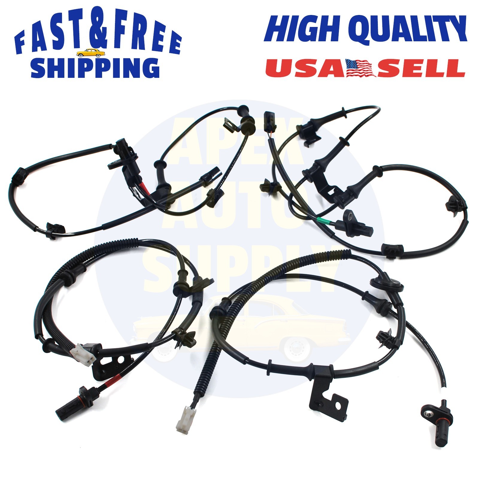 4 x ABS Wheel Speed Sensors for Hyundai Elantra 15-16 L4 1.8L 2.0L Front & Rear
