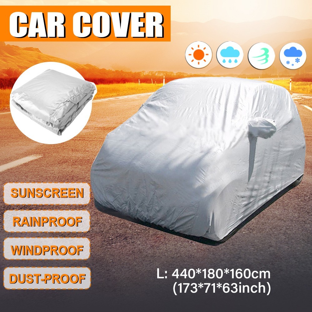 Universal Car Cover Size L Silver Breathable All Weather Protection Waterproof