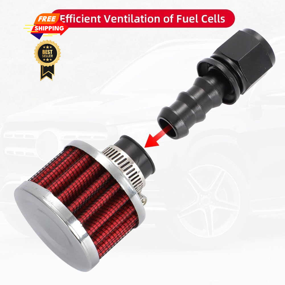 AUTOVIC Female Fitting Kit with Filter for Fuel Cell Breather/Vent (8 AN)
