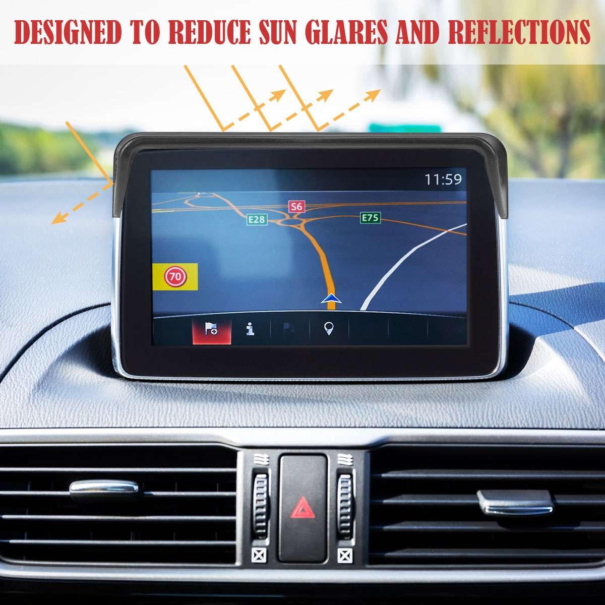 Black Car GPS Navigation Hood Visor Radio Sun-Shade Anti-Glare Cover Accessories