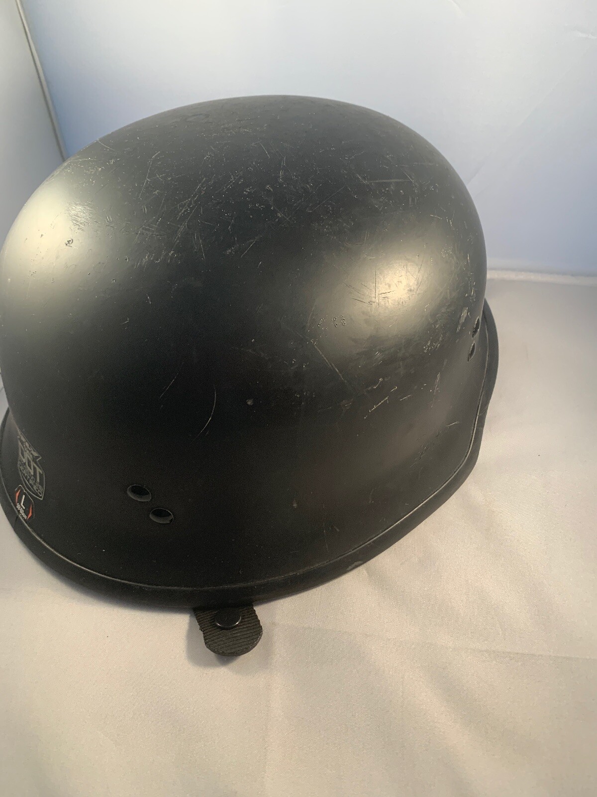 Fly Motorcycle Helmet 9mm Model Large Sz German US Army Style Black W Liner DOT