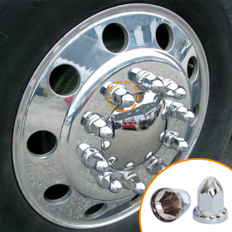33mm Chrome ABS Plastic Push-on Bullet Lug Nut Covers (Pack of 40)