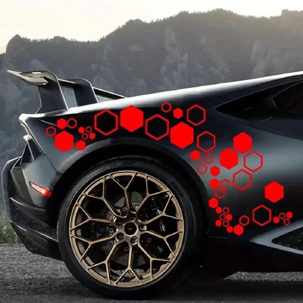 52PCS Car Honeycomb Decals Vinyl Hexagonal Graphics Sticker Body Side Sticker