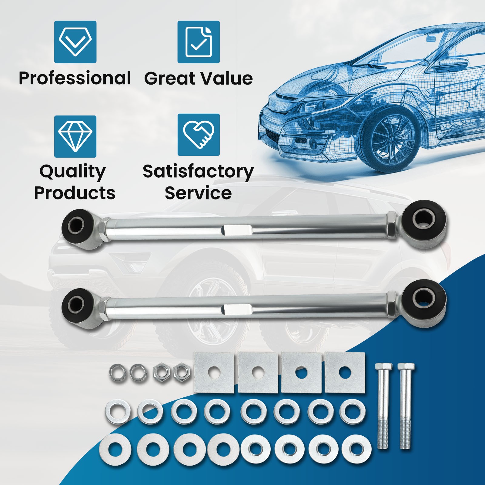 2Pcs Adjustable Rear Panhard Strut Rods Bar for Chevrolet Corvette 1963-1979