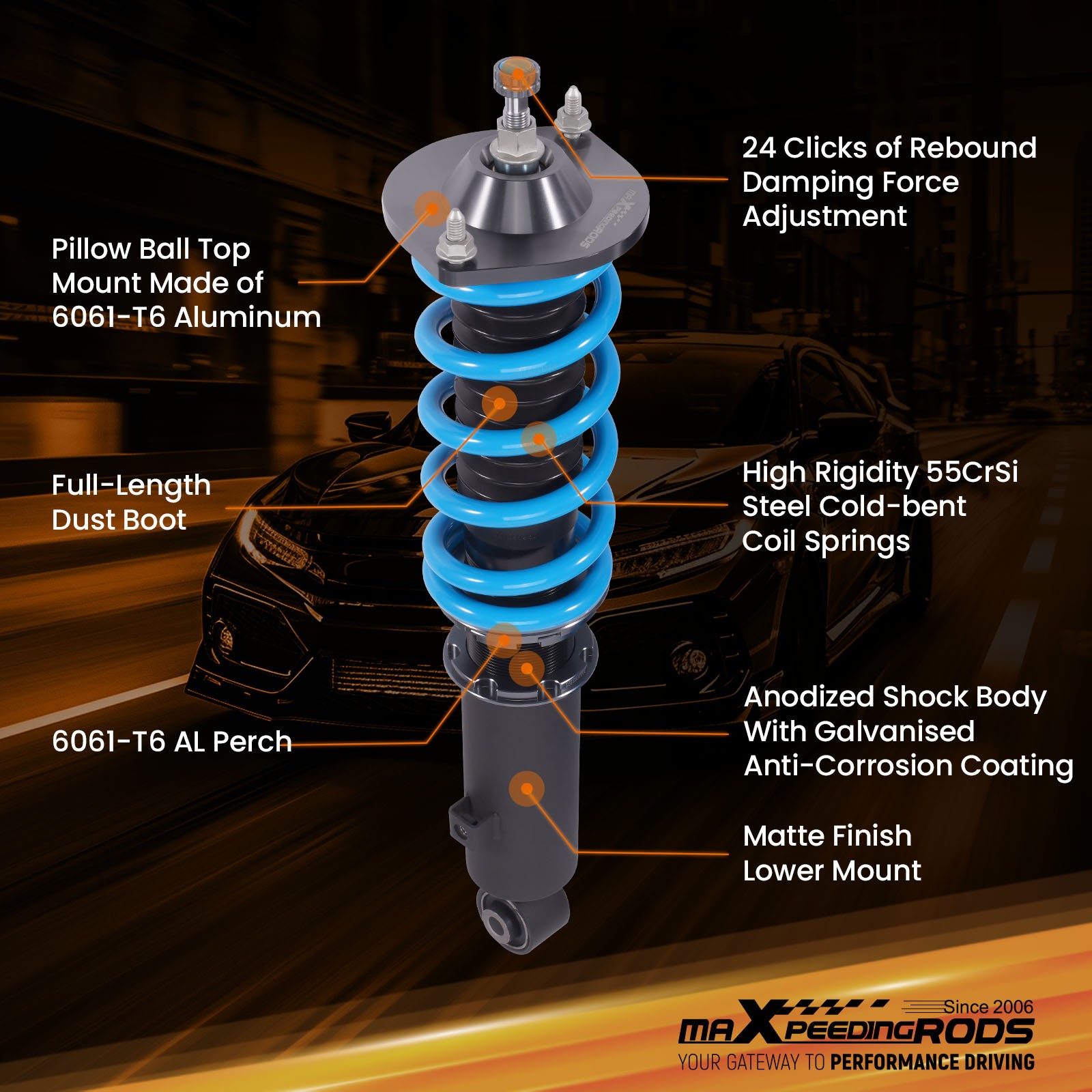 MaXpeedingrods 24 Ways Damper Coilovers Suspension Set For Mazda Miata MX5 NA NB