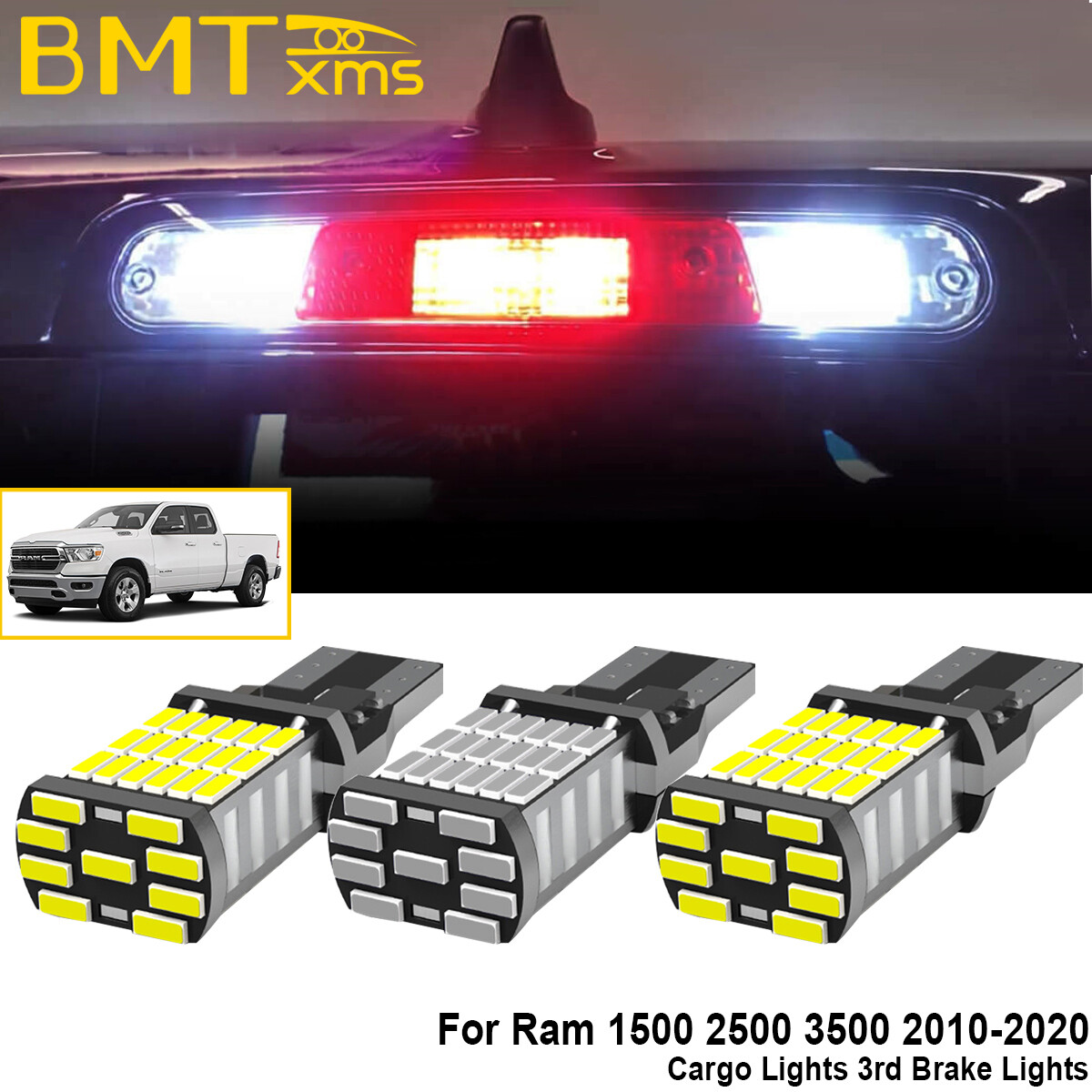White Red T15 912 921 LED Cargo Third Brake Light for RAM 1500 2500 2010-2024