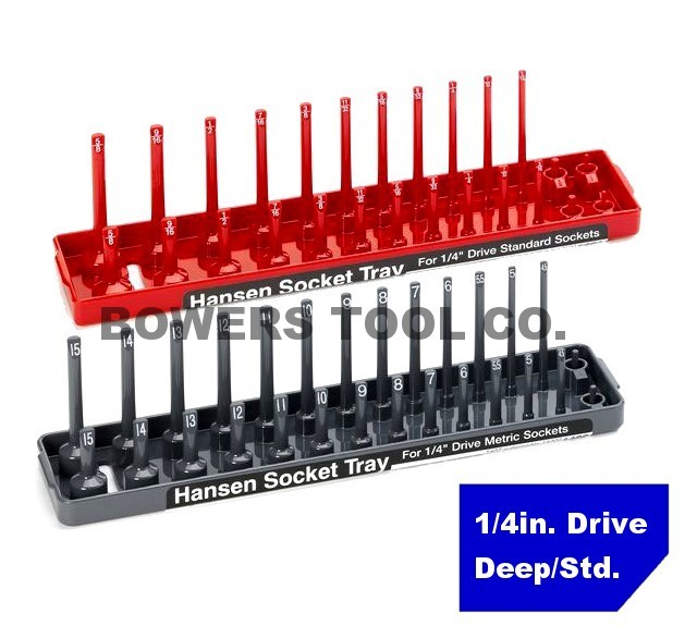 Hansen Global 6pc Socket Tray Rack Organizer Set 1/4 3/8 1/2” Metric SAE USA