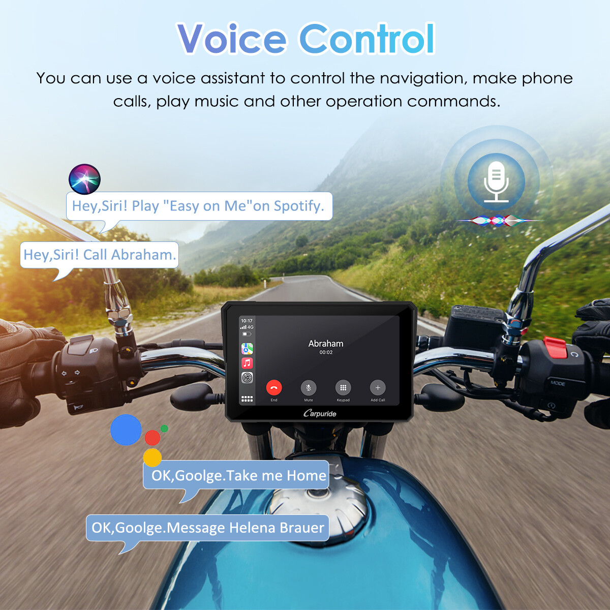 Carpuride Motorcycle Stereo Bluetooth Radio Wireless Apple CarPlay Android Auto
