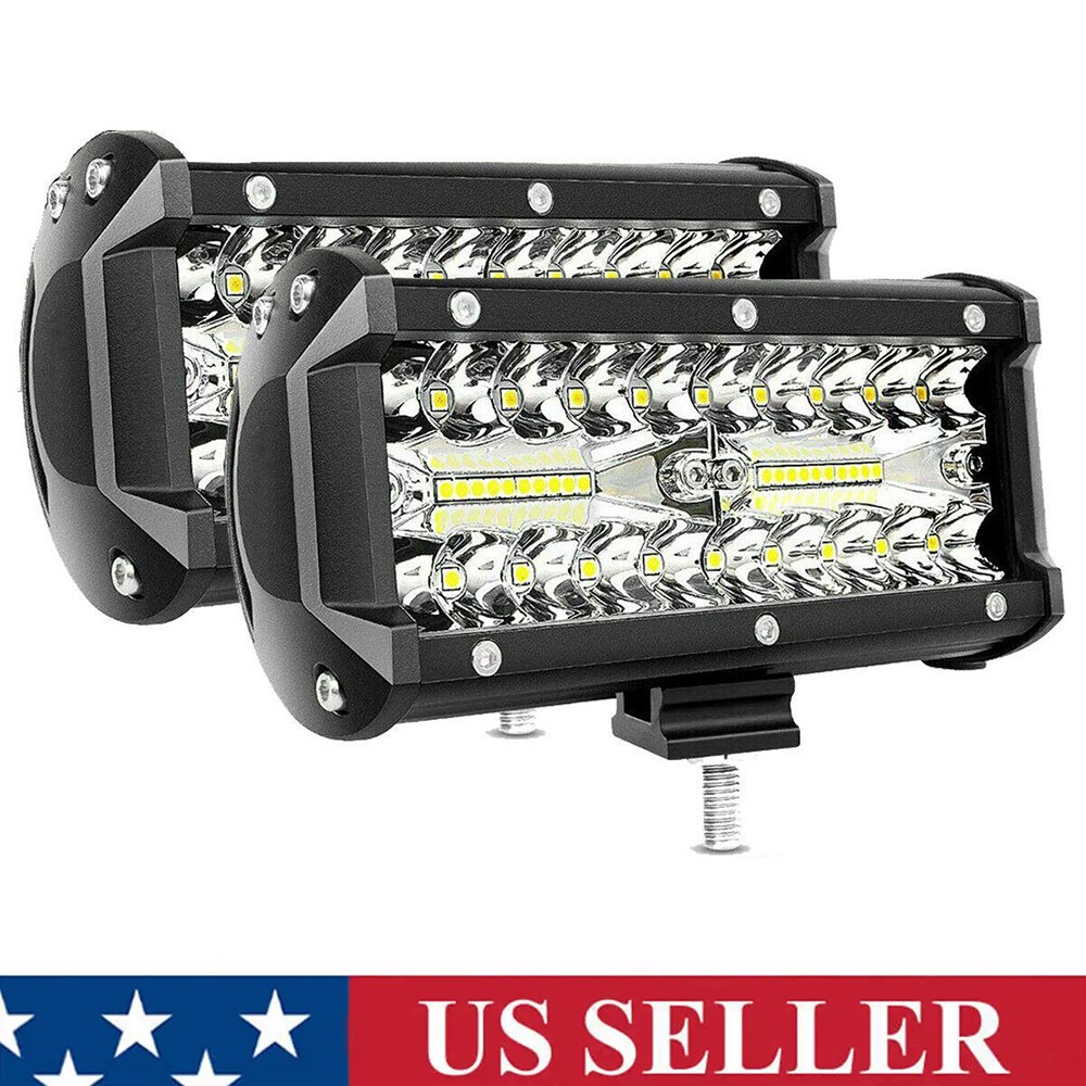 2x 7inch 30000LM LED Work Light Bar Flood Spot Pod Offroad Fog Driving ATV Truck