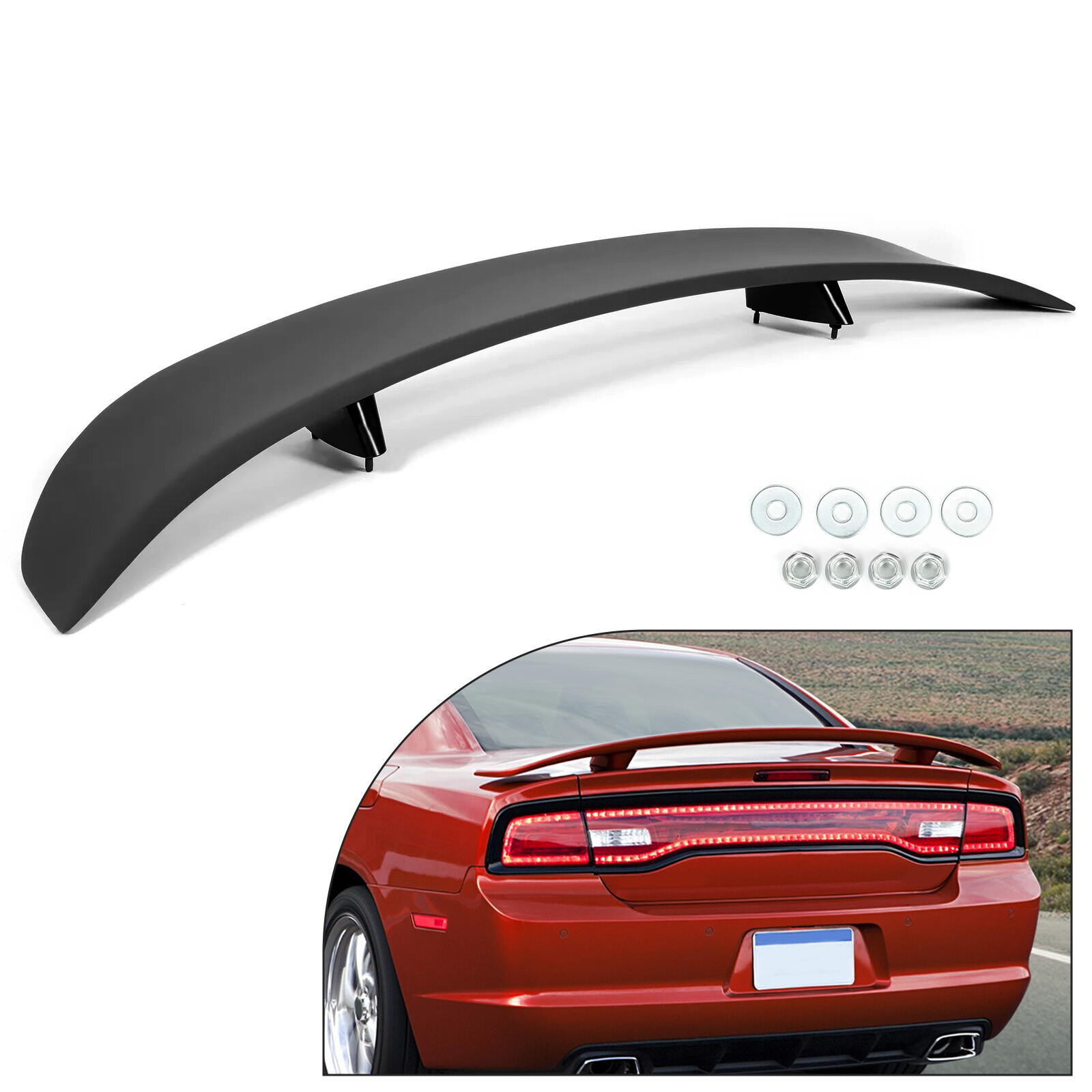 Matte Black Rear Trunk Wing Spoiler ABS For 2006-10 Dodge Charger Factory Style