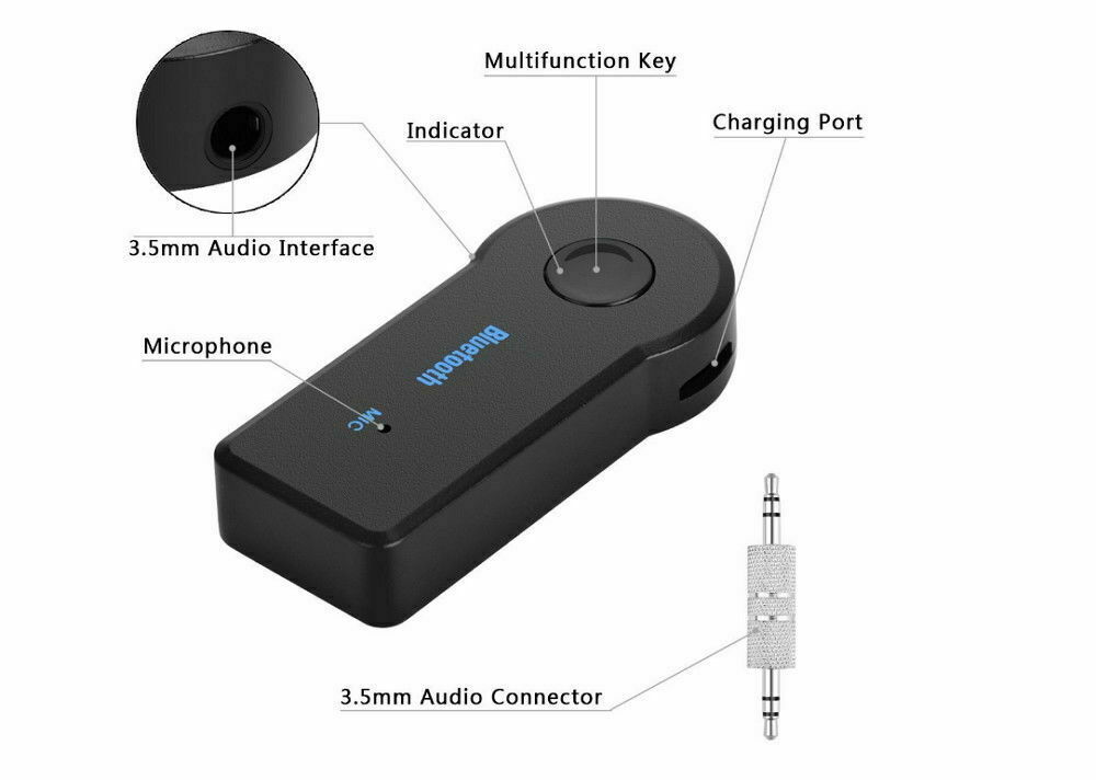 Wireless Bluetooth 3.5mm AUX Audio Stereo Music Car Receiver Adapter New Kit
