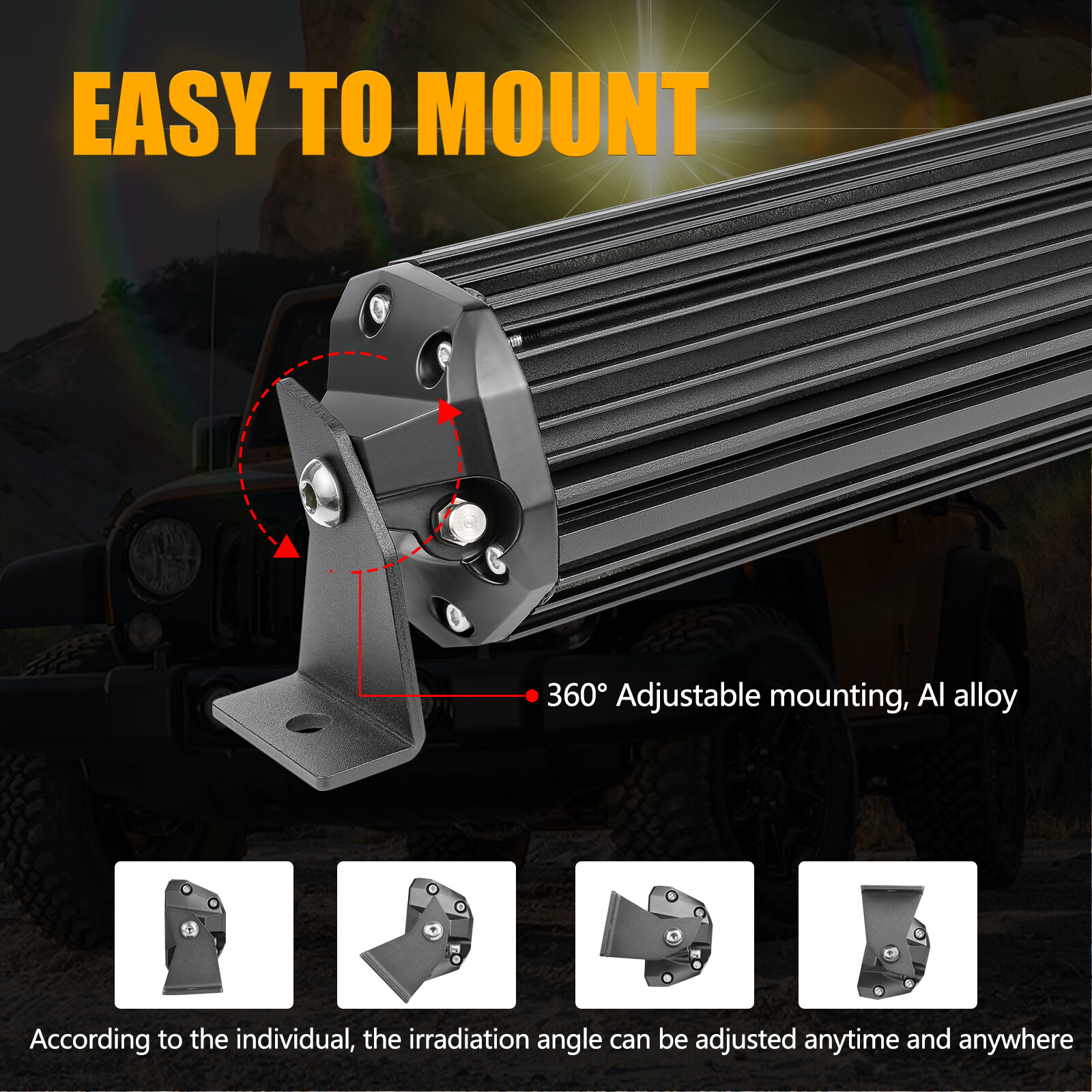 40″ PRO LED Light Bar WHITE YELLOW Offroad Driving 4WD 42″ W/ Dual Switch Wiring