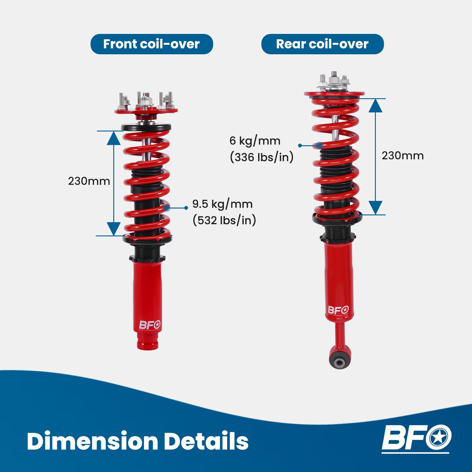 BFO Coilovers Suspension Lowering Kit For Honda Accord 03-07 Acura TL 2004-2008