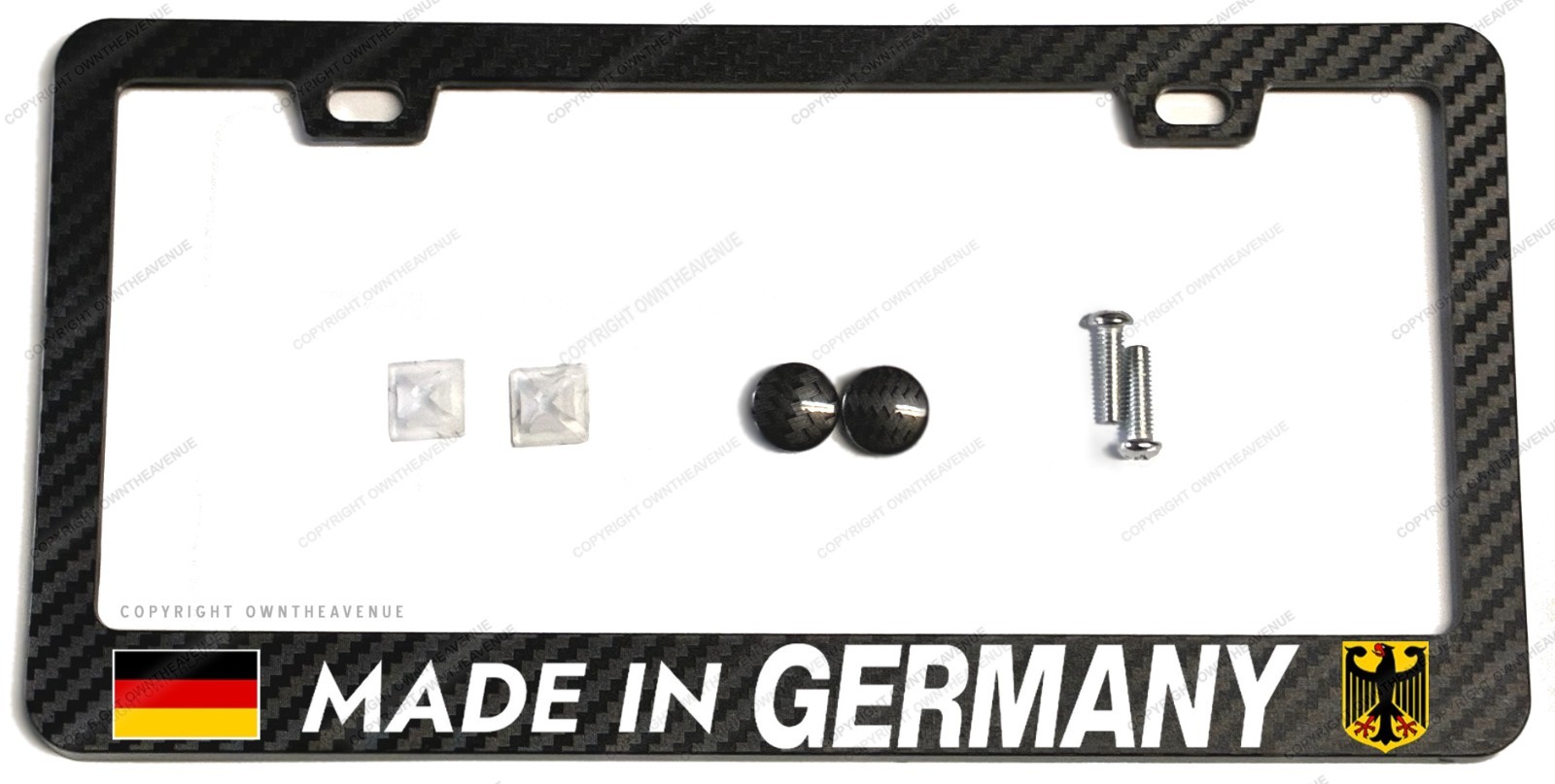 Made In Germany German Flag Drift Race Carbon Fiber License Plate Frame