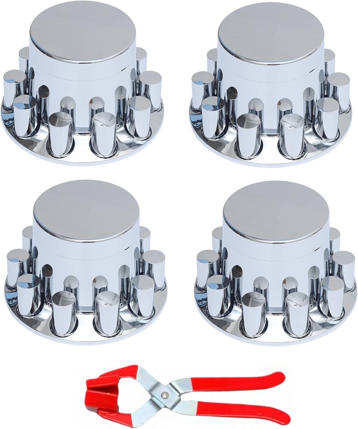 Chrome ABS Rear Flat Top Axle Cover Kit Semi Truck 33mm Threaded Lug Nut Cover