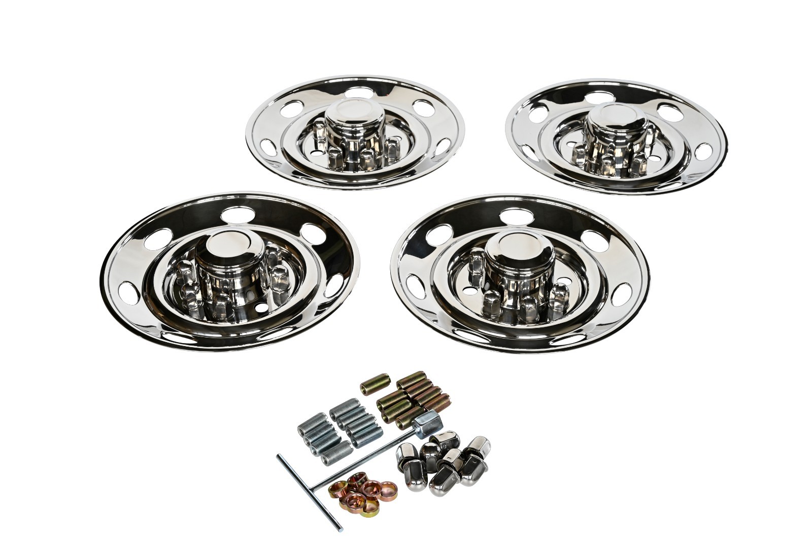 16 Inch 8 Lug Wheel Simulators Stainless Steel Hubcaps for Single Wheel Trailer
