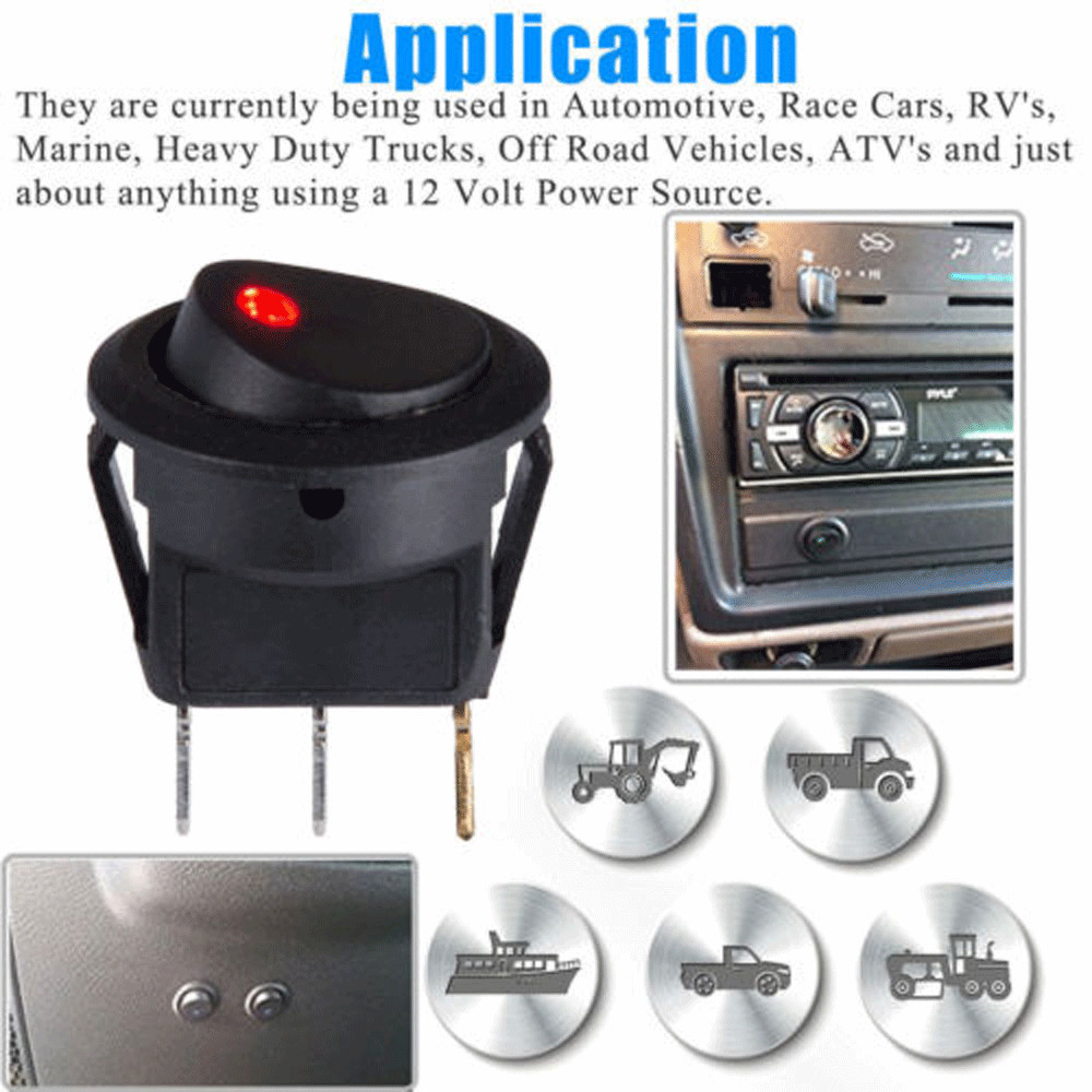 20PCS ROCKER SWITCH Toggle 12V Led Light Car Auto Boat Round ON/ OFF SPST 20 */