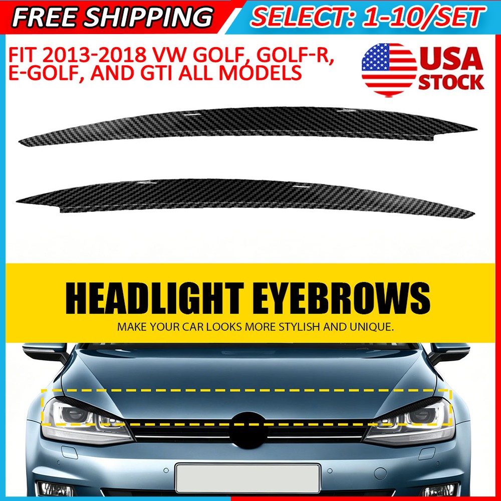 2-20x RH LH Headlight Eyebrow Eyelid Cover Trims For VW Golf GTI Self-Adhesive