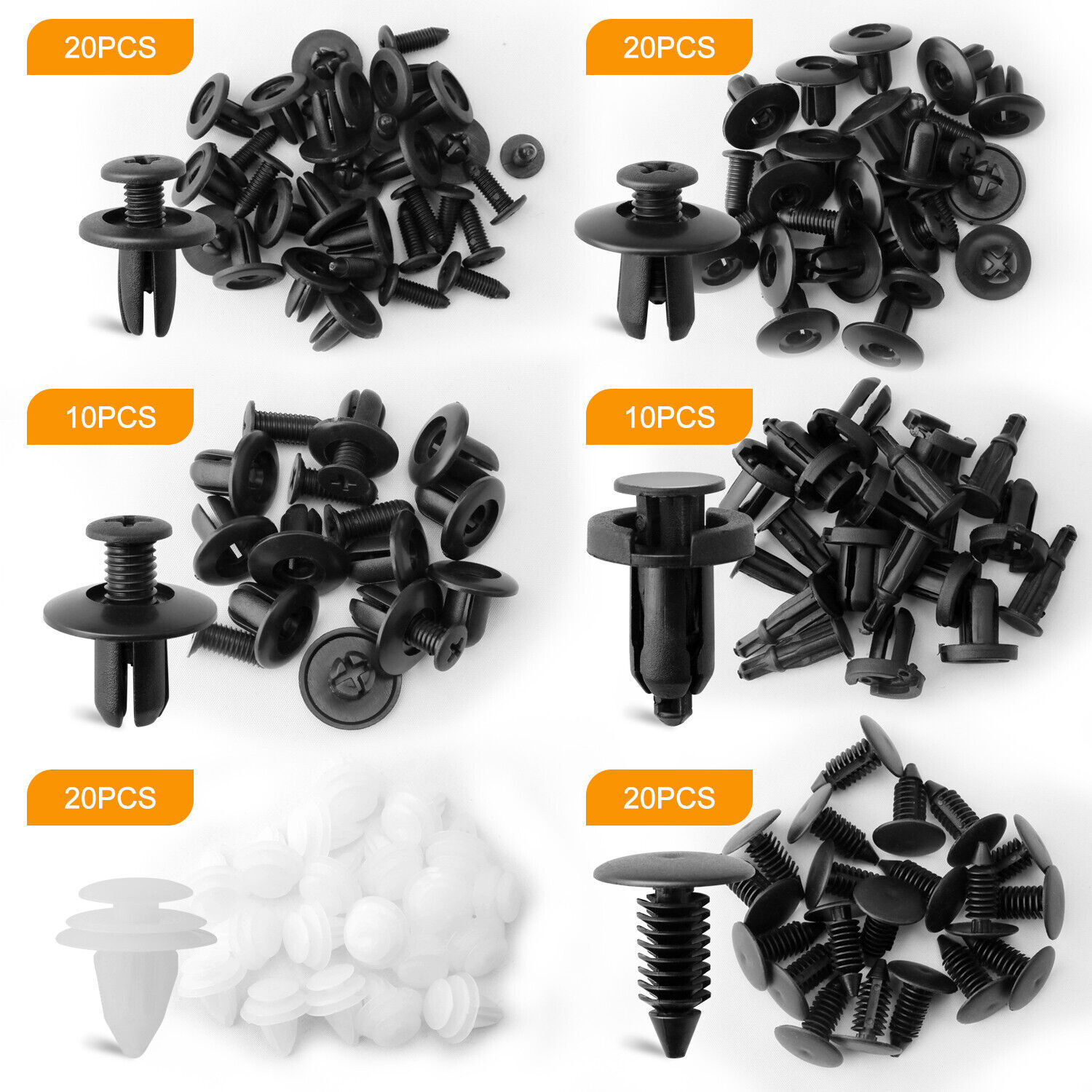 100PCS Car Retainer Auto Fasteners Push Trim Plastic Clips Pin Rivet Bumper Kit