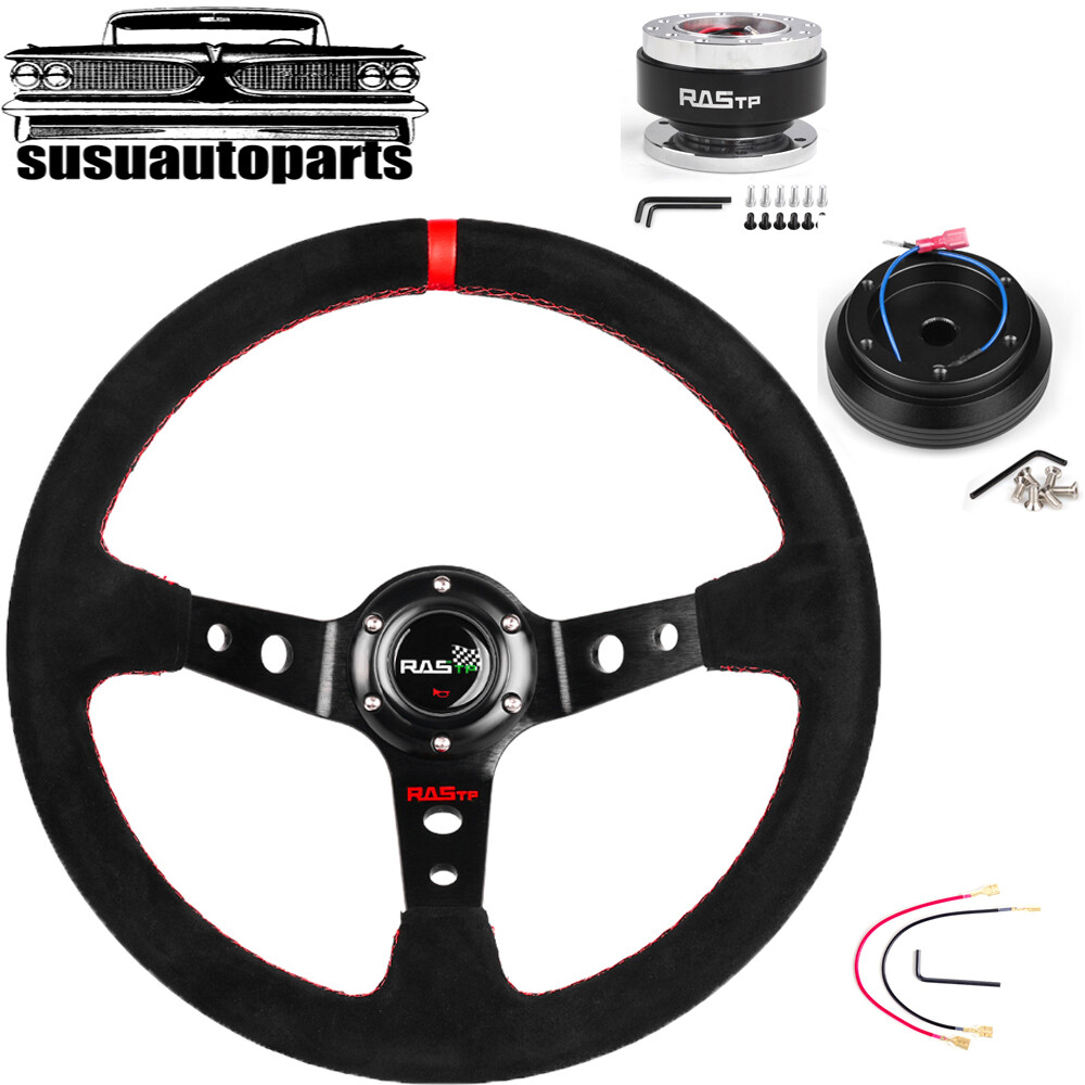14IN Steering Wheel+Quick Release+Hub Adapter For Mitsubishi Galant Impreza WRX