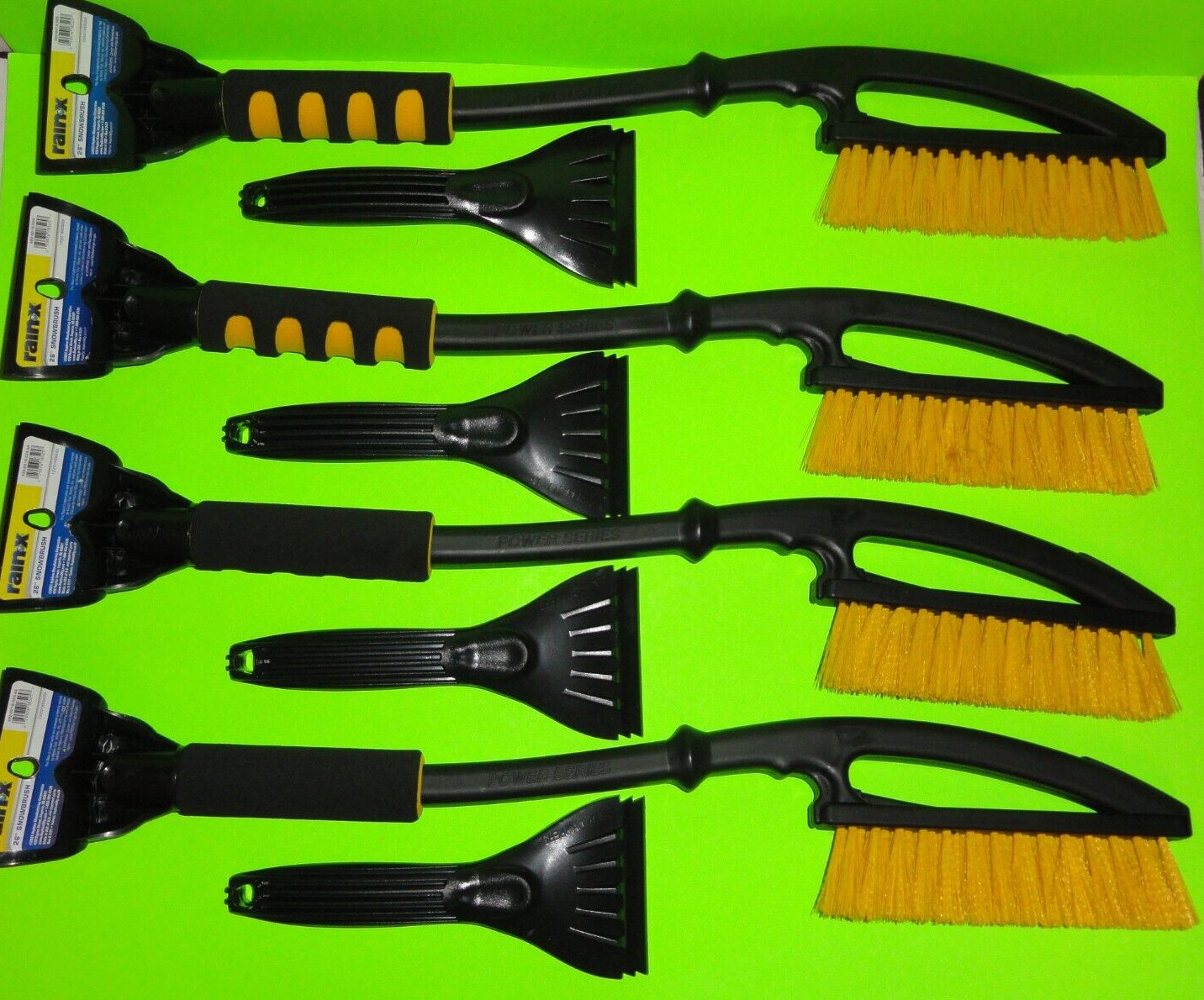 (8-Pack) Rain-X 26” Ergo Car Snow Brush + Ice Scraper Tool Combo Black & Yellow