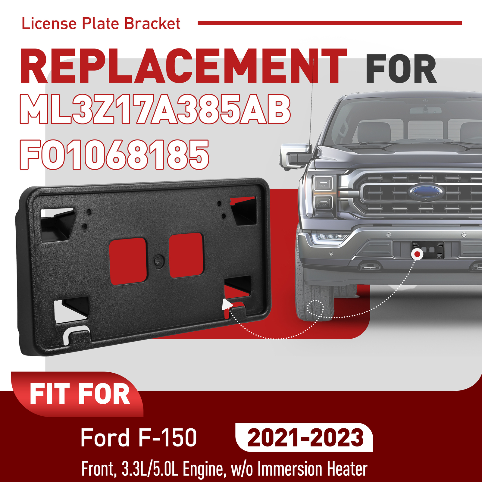 Front License Plate Bracket For 2021 2022 2023 Ford F-150 #FO1068185