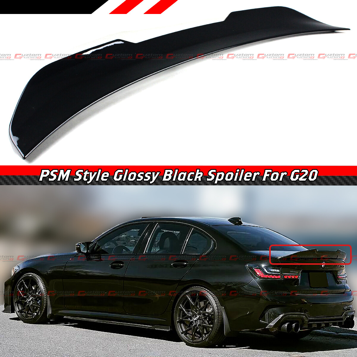 FOR 19-23 BMW G20 330i M340i M3 G80 GLOSS BLACK PSM STYLE HIGHKICK TRUNK SPOILER