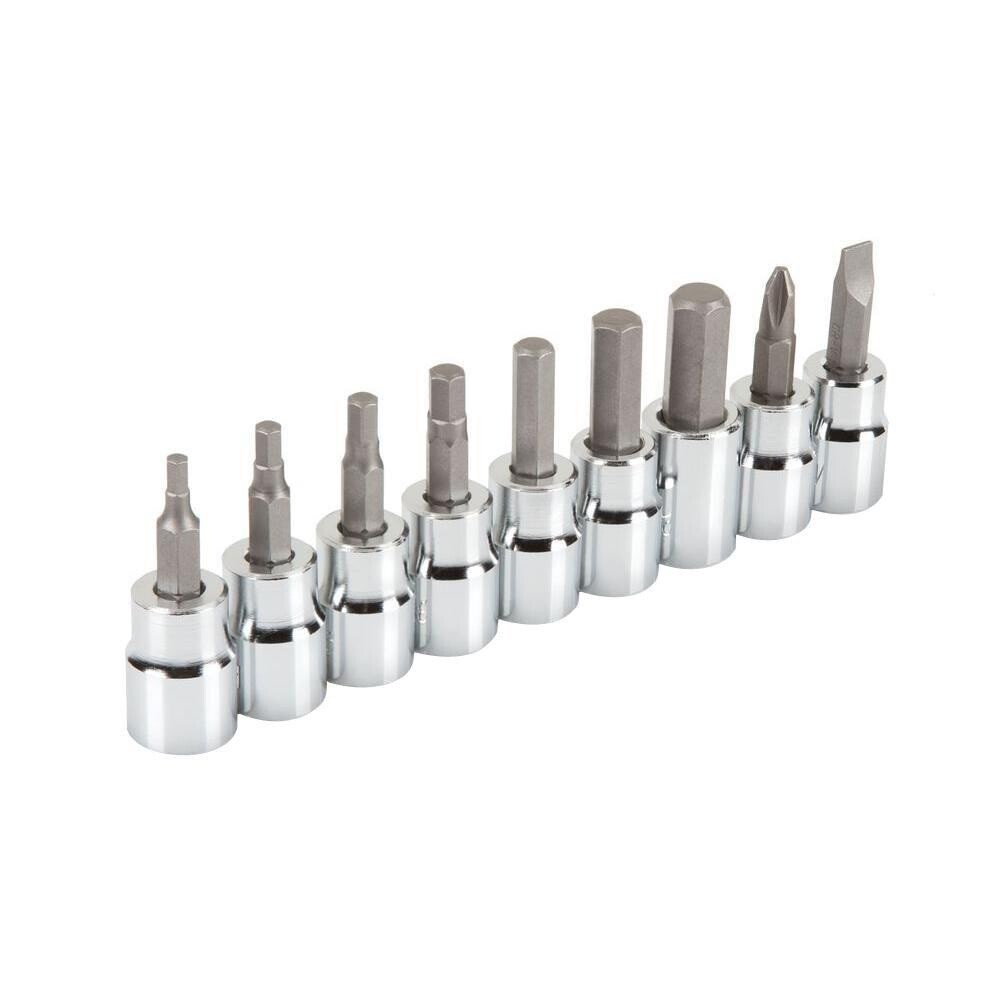 3/8 in. Drive 1/8-3/8 in., #2, 1/4 in. Hex Bit Socket Set (9-Piece) SAE