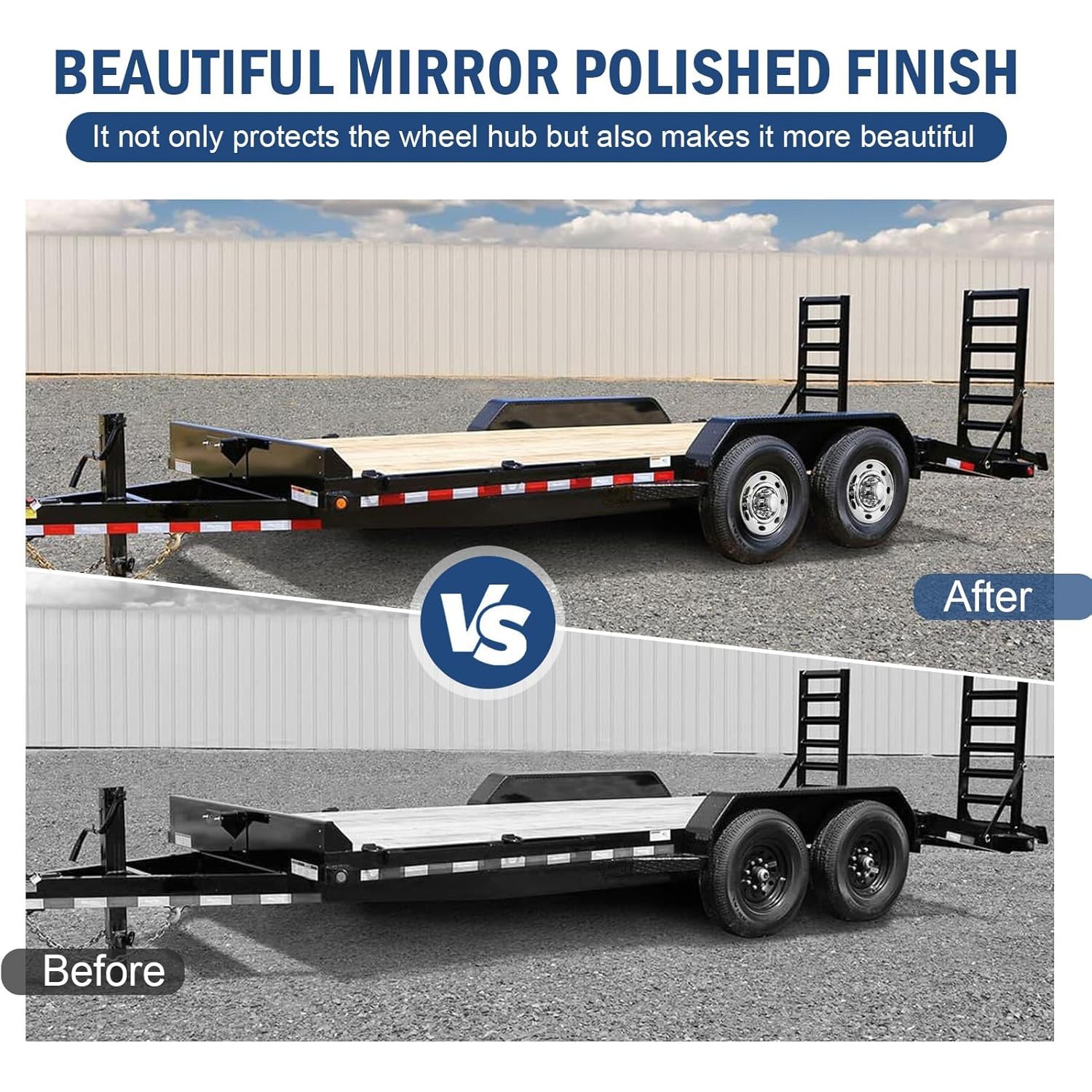 16 Inch 8 Lug Wheel Simulators Stainless Steel Hubcaps for Single Wheel Trailer