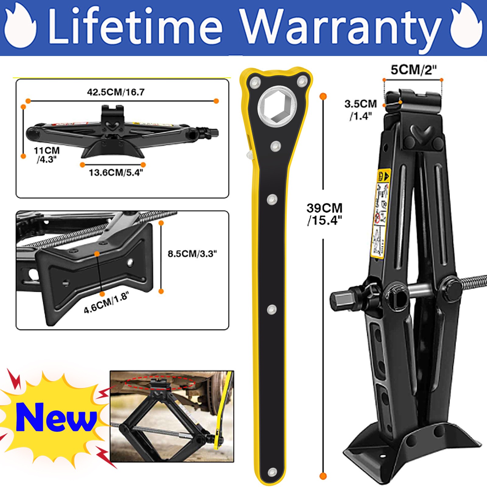 2026 Scissor Jack Car Vehicle Stand Tire Wheel 2 Ton Portable + Hex Wrench