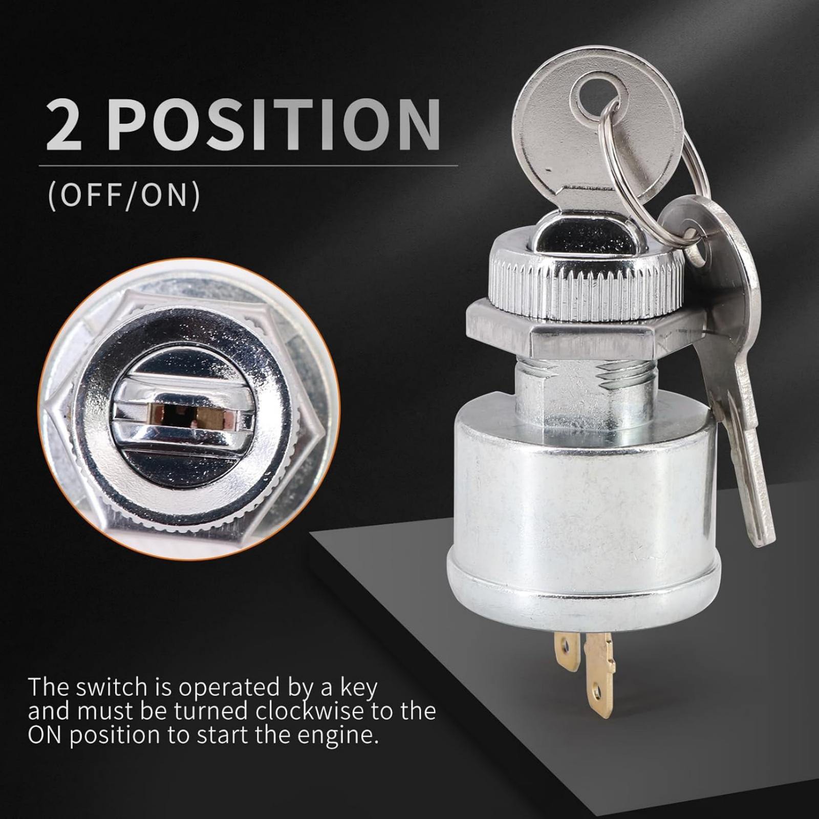 Metal+Plastic Ignition Switch 2-Terminal – Replacement for EZGO 1981+ Models