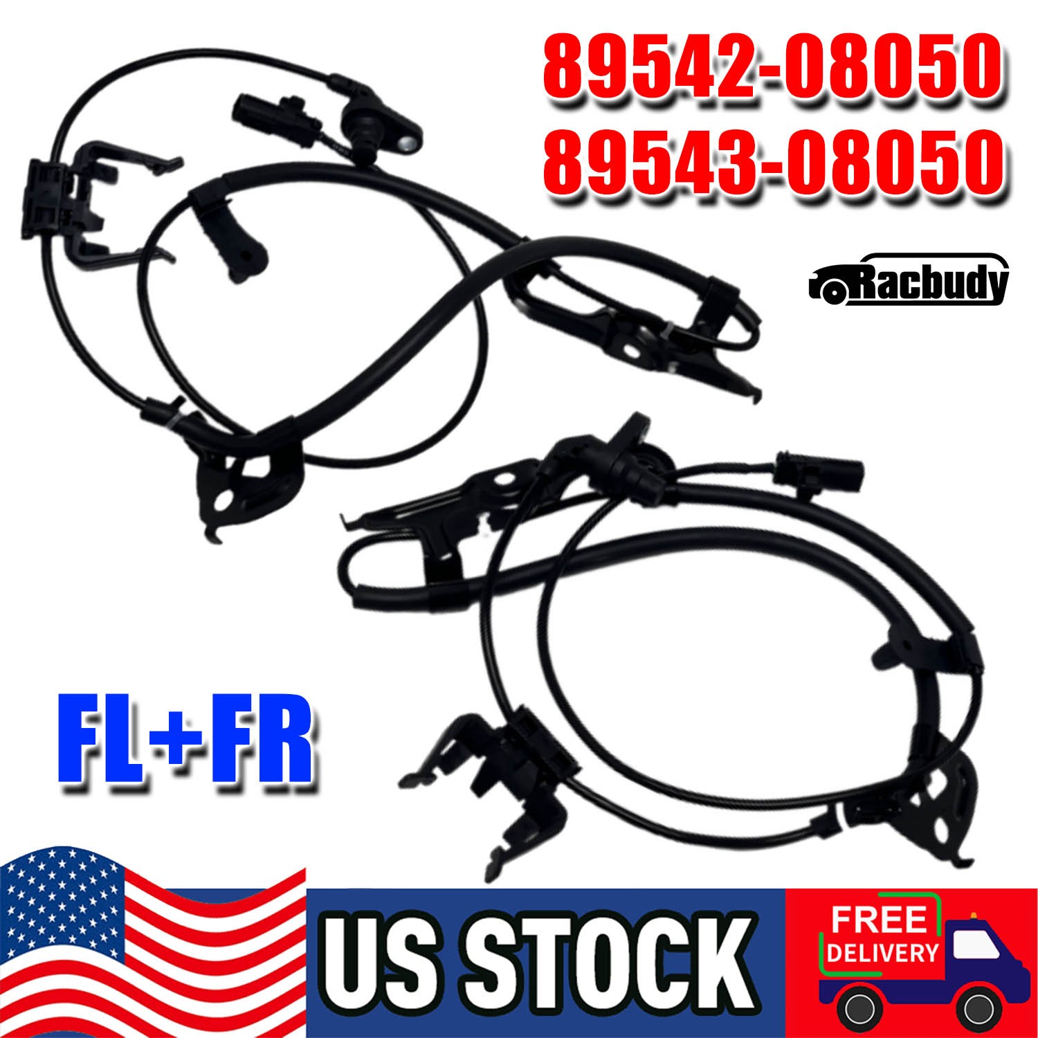 2x Front Left + Right ABS Wheel Speed Sensors For Toyota Sienna L4 2.7L V6 3.5L