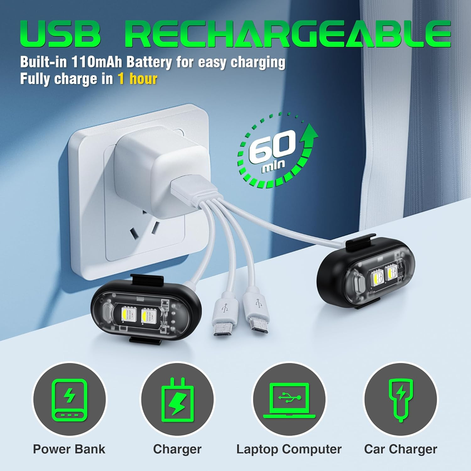 RGB Led Car Ambient Lights Rechargeable Wireless Car Light With Remote Control