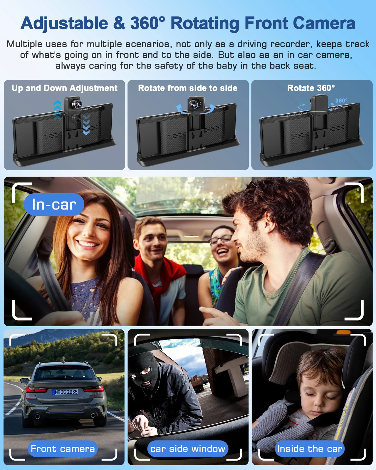 7″/10.26″ 4K ADAS Dash Cam Wireless Carplay Android Auto Car DVR GPS Navigation