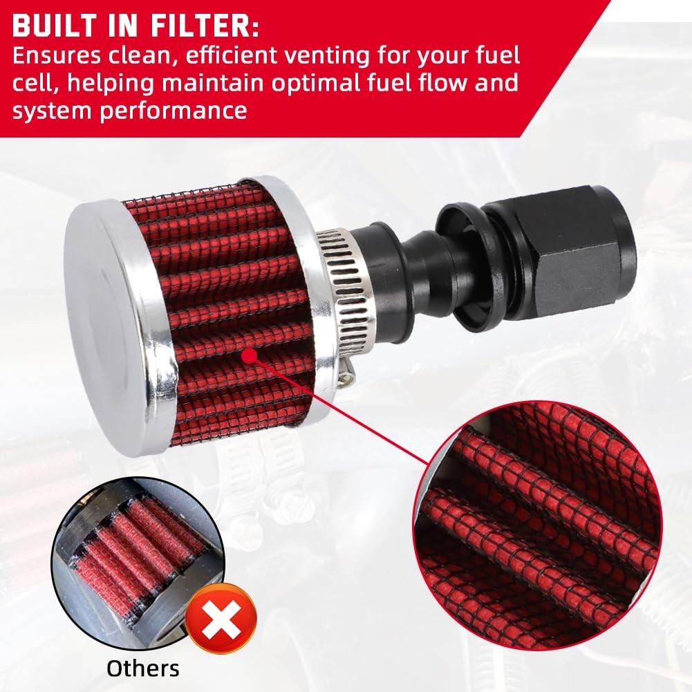 AUTOVIC Female Fitting Kit with Filter for Fuel Cell Breather/Vent (8 AN)