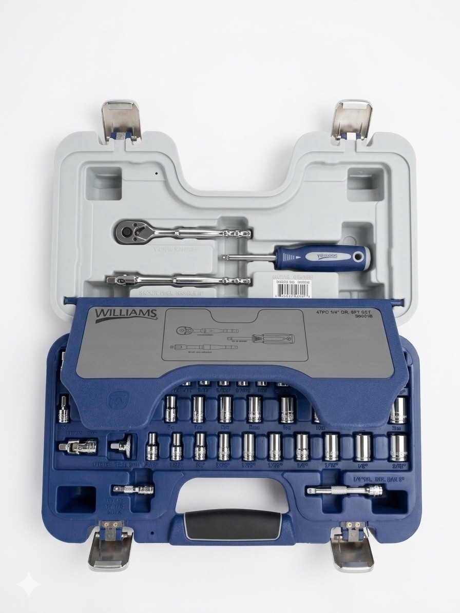Williams JHW50601B 47-Piece 1/4″ Drive 6-Point SAE/Metric Socket Set NEW