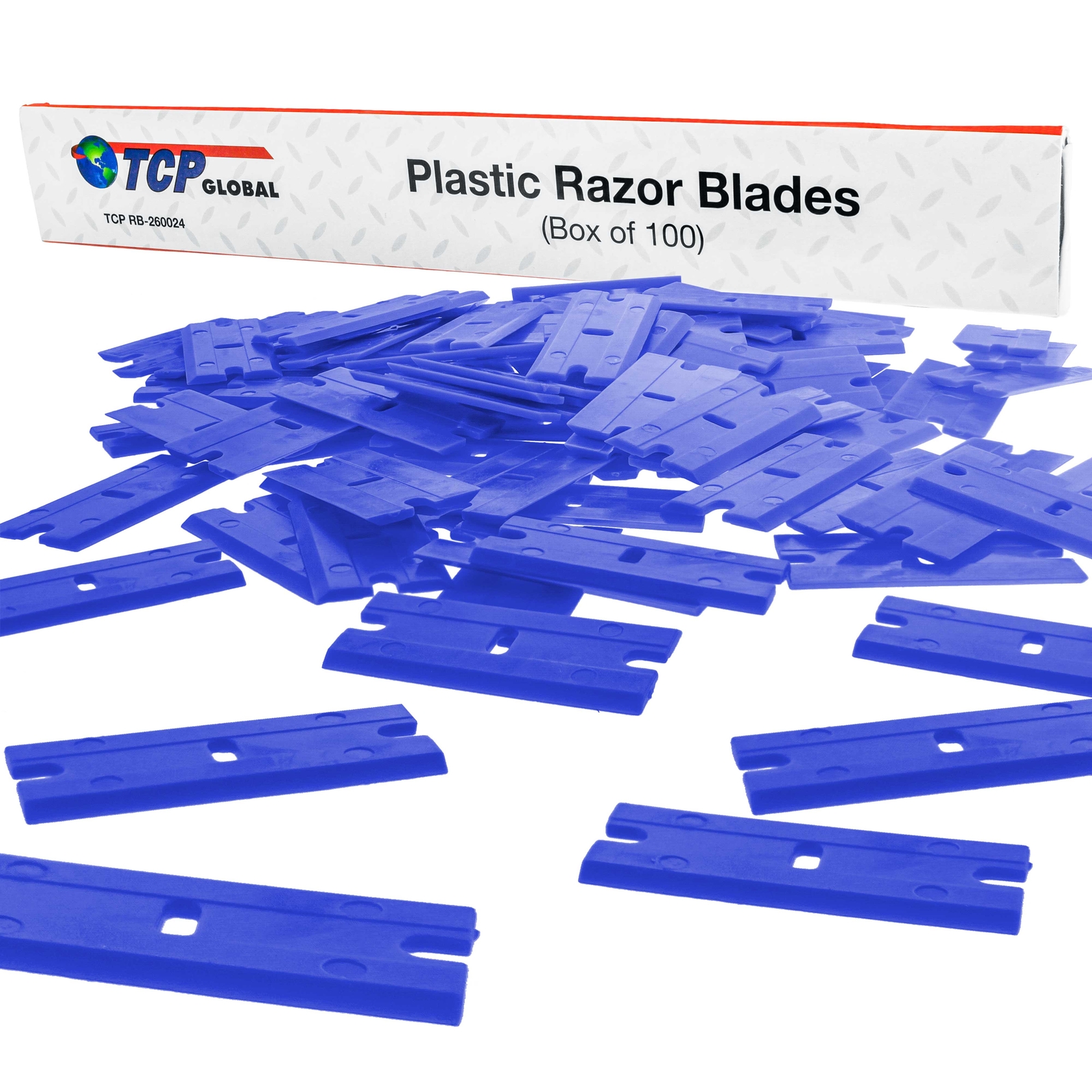 TCP Global 100 pc Plastic Razor Scraper Blades Chisel Edge Remove Decals Sticker