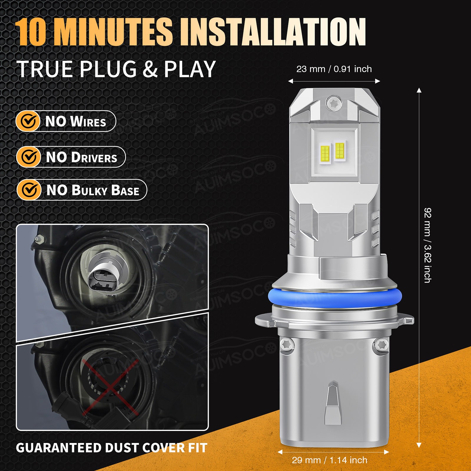 For Dodge Ram 1500 2002-2005 Super Bright LED Headlight Hi-Lo Beam Bulbs 72000LM