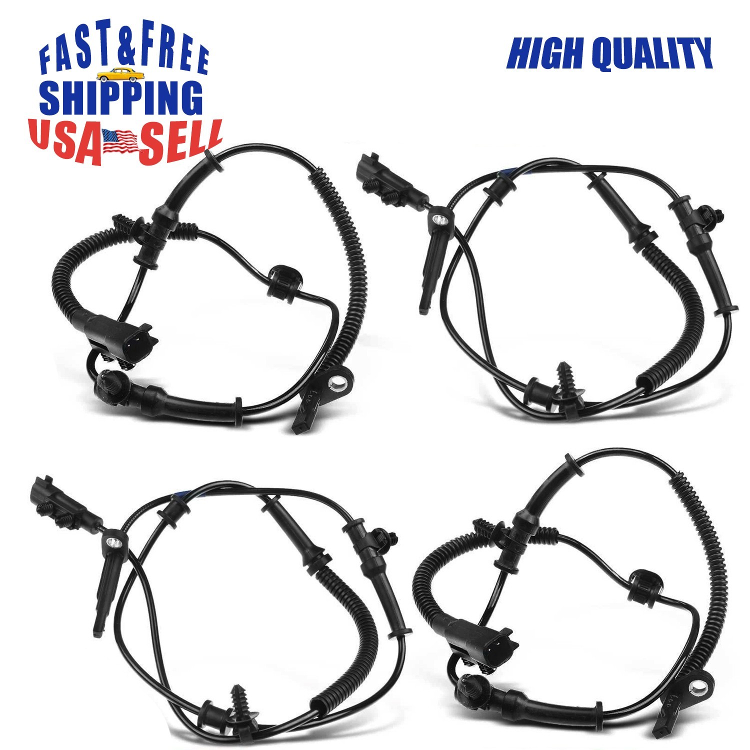 4Pcs Front & Rear ABS Wheel Speed Sensors for Dodge Durango Jeep Grand Cherokee