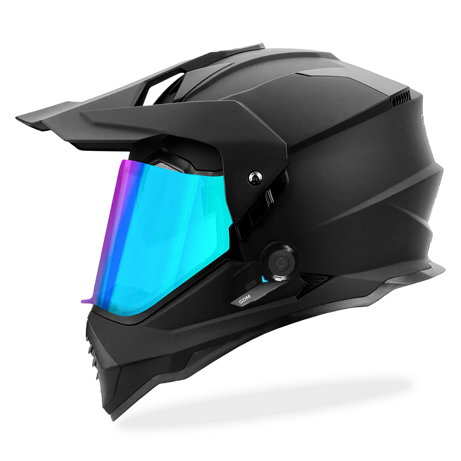 Bluetooth Dual Sport Motocross Helmet Matte Black ATV