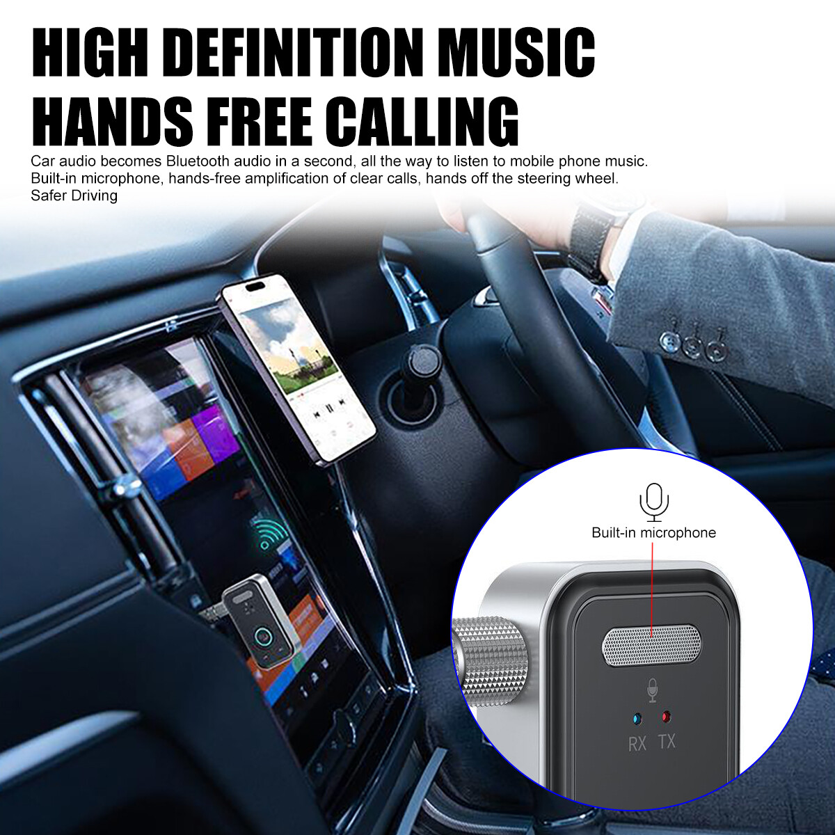 Wireless Bluetooth 5.3 Transmitter Receiver 2-in-1 Adapter Audio 3.5mm Jack Aux