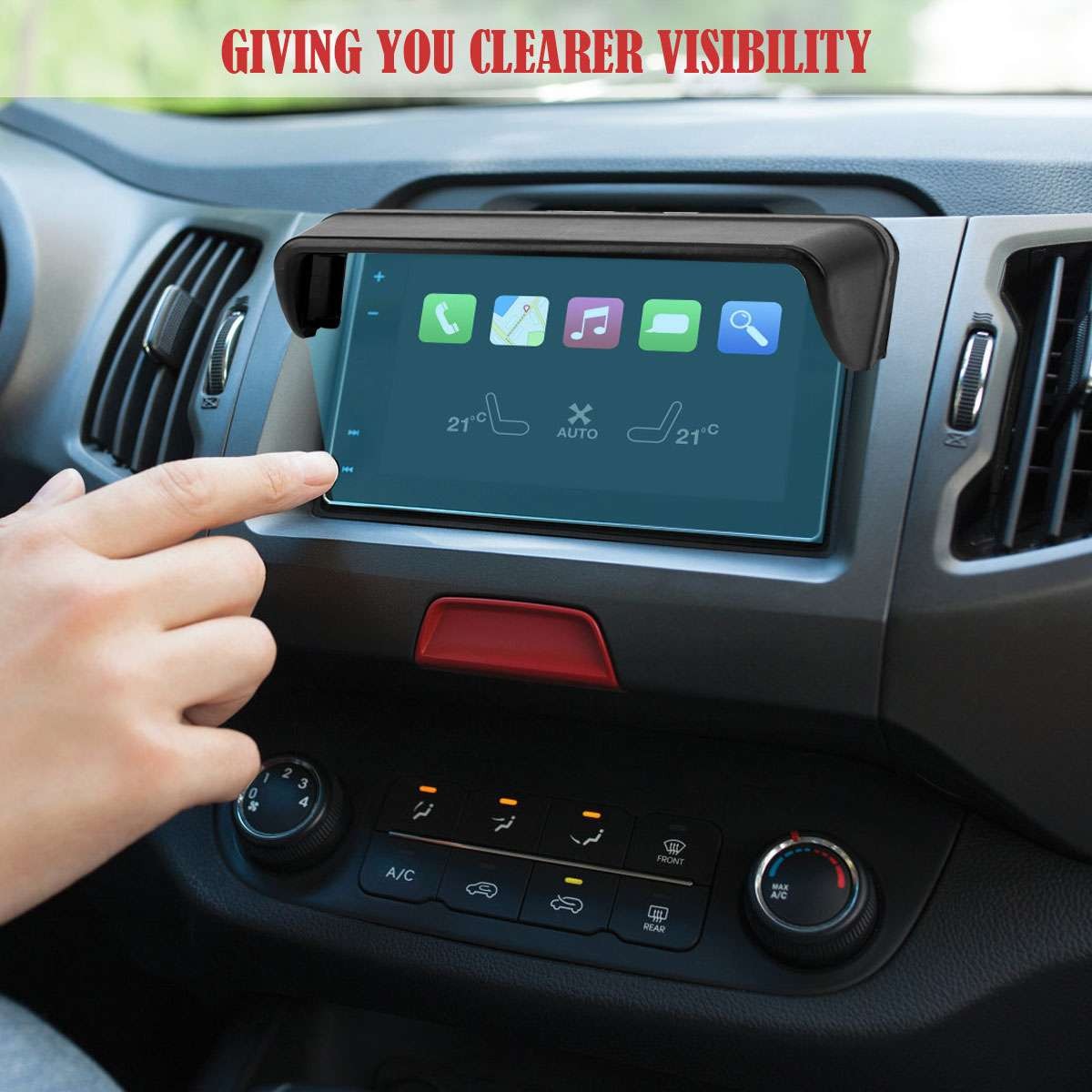Black Car GPS Navigation Hood Visor Radio Sun-Shade Anti-Glare Cover Accessories