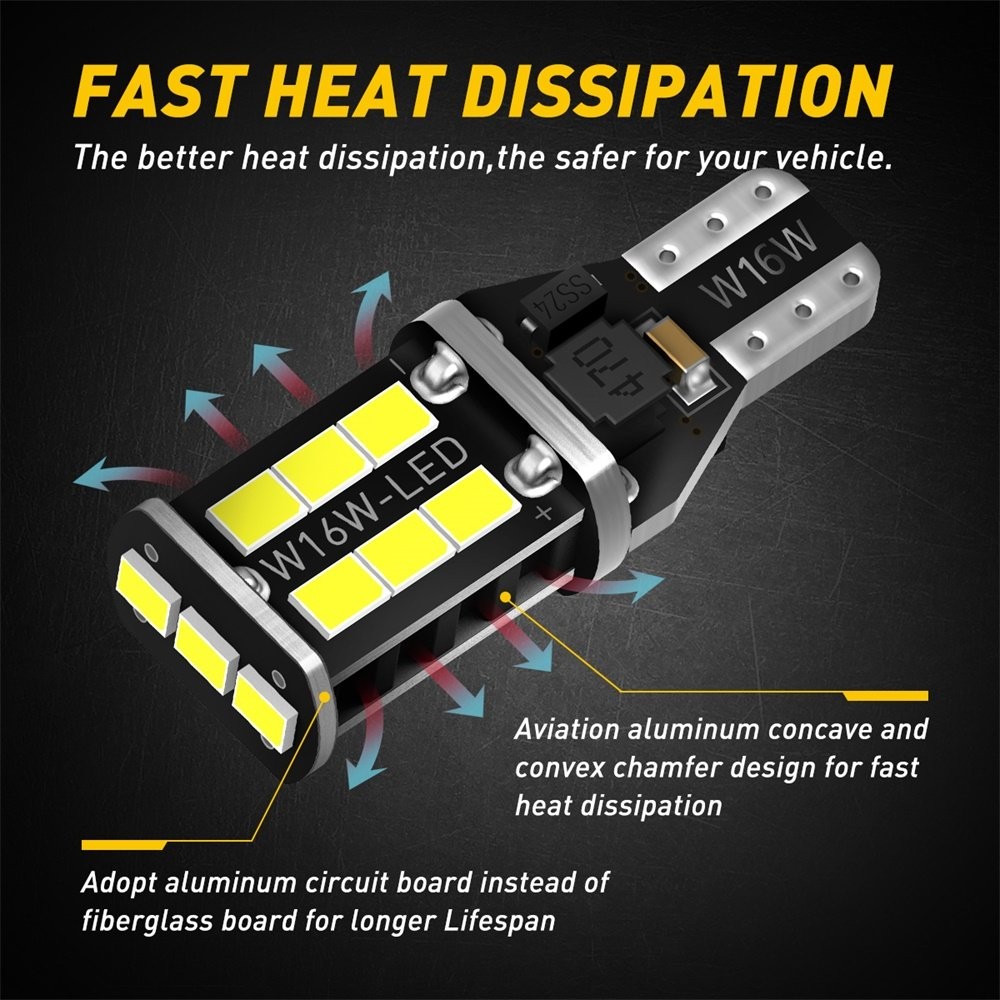 AUXITO T10 T15 921 White LED Reverse Backup Light Bulb Canbus Error Free 6000K