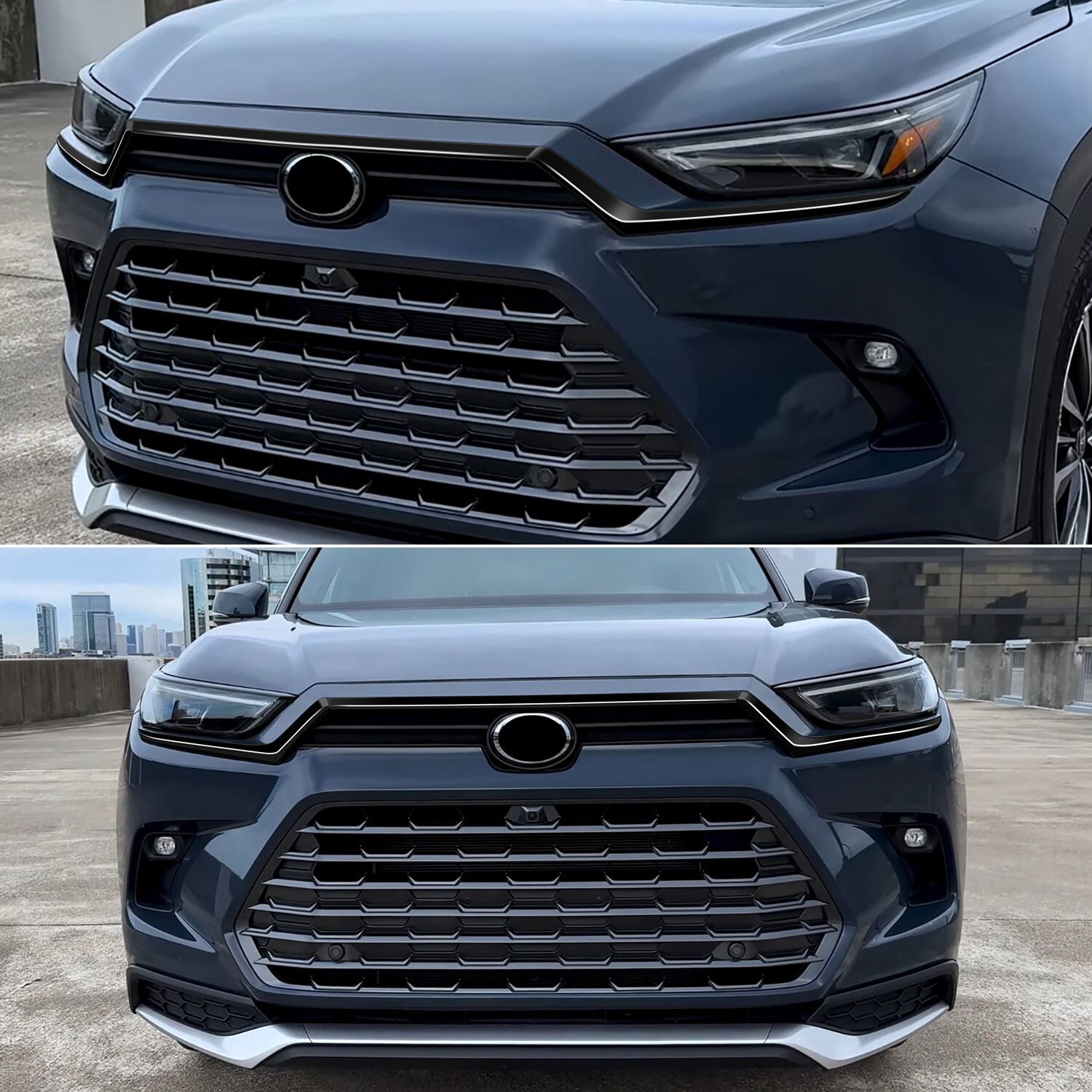 Glossy Black Engine Hood Grill Strip Trim For Toyota Grand Highlander 2023-2025