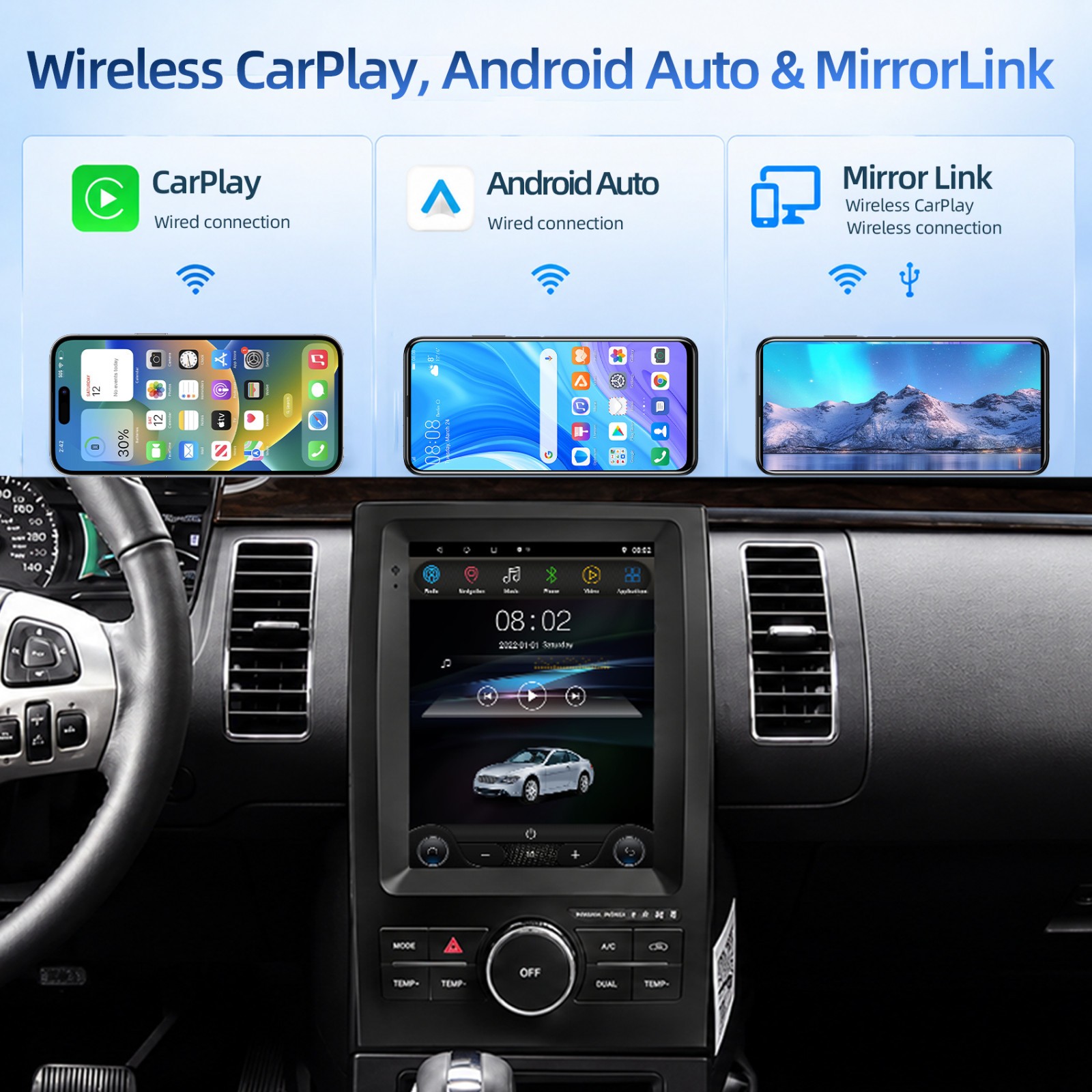 For Ford Flex 2013 – 2019 9.7″ Android 14 Radio Stereo FM Apple Carplay GPS Navi