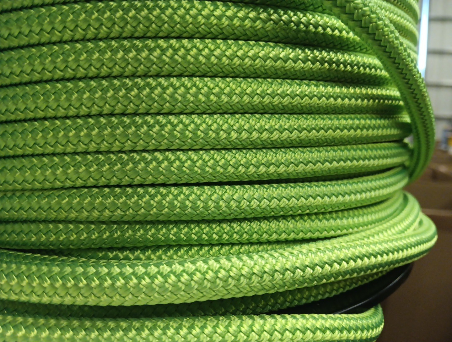 3/8 ” x 200 ft. Double Braid-Yacht Braid Polyester Rope Hank. Electric Lime
