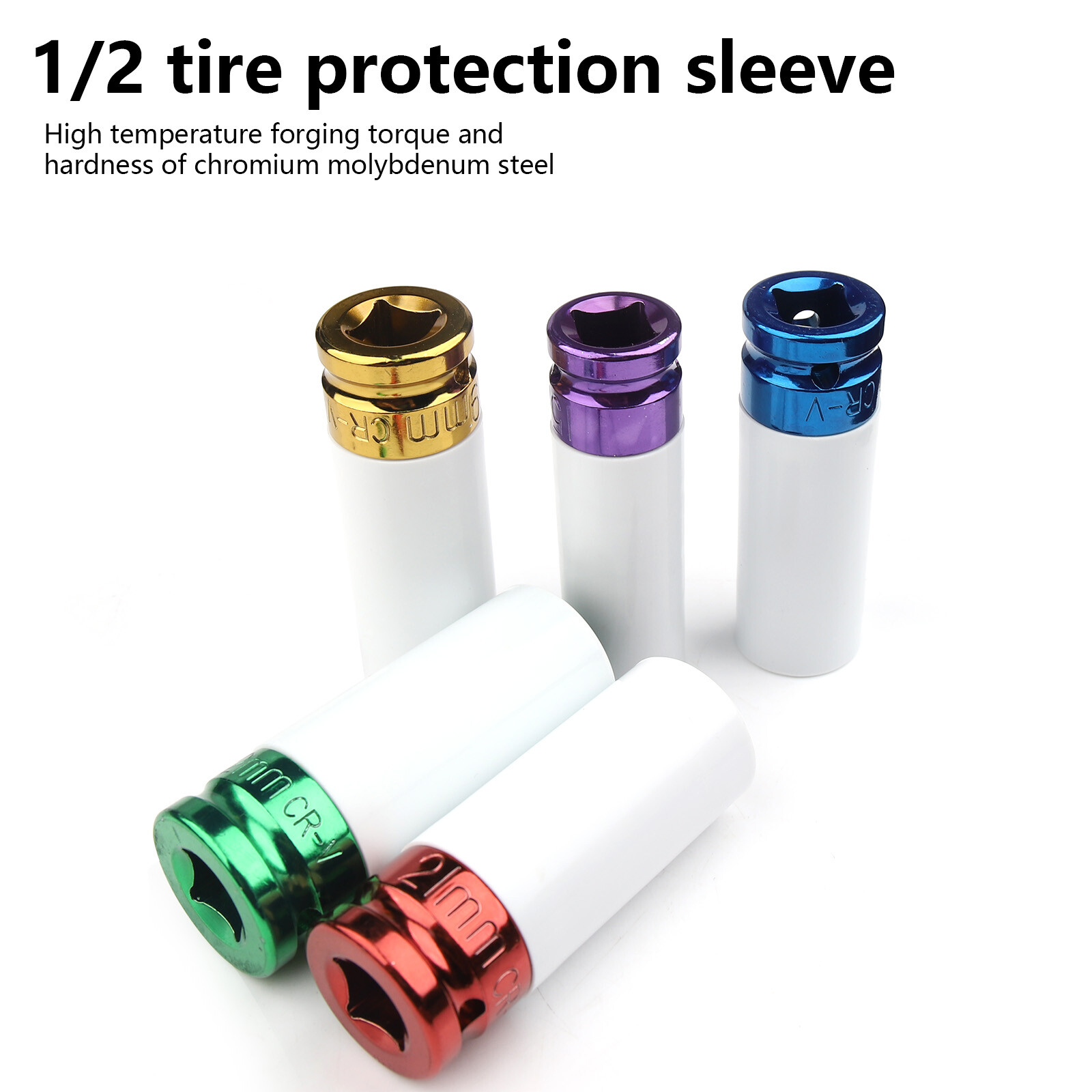 5PC Impact Drive Lug Nut Socket 1/2” Thin Wall Wheel Rim Protector Set 15-22mm