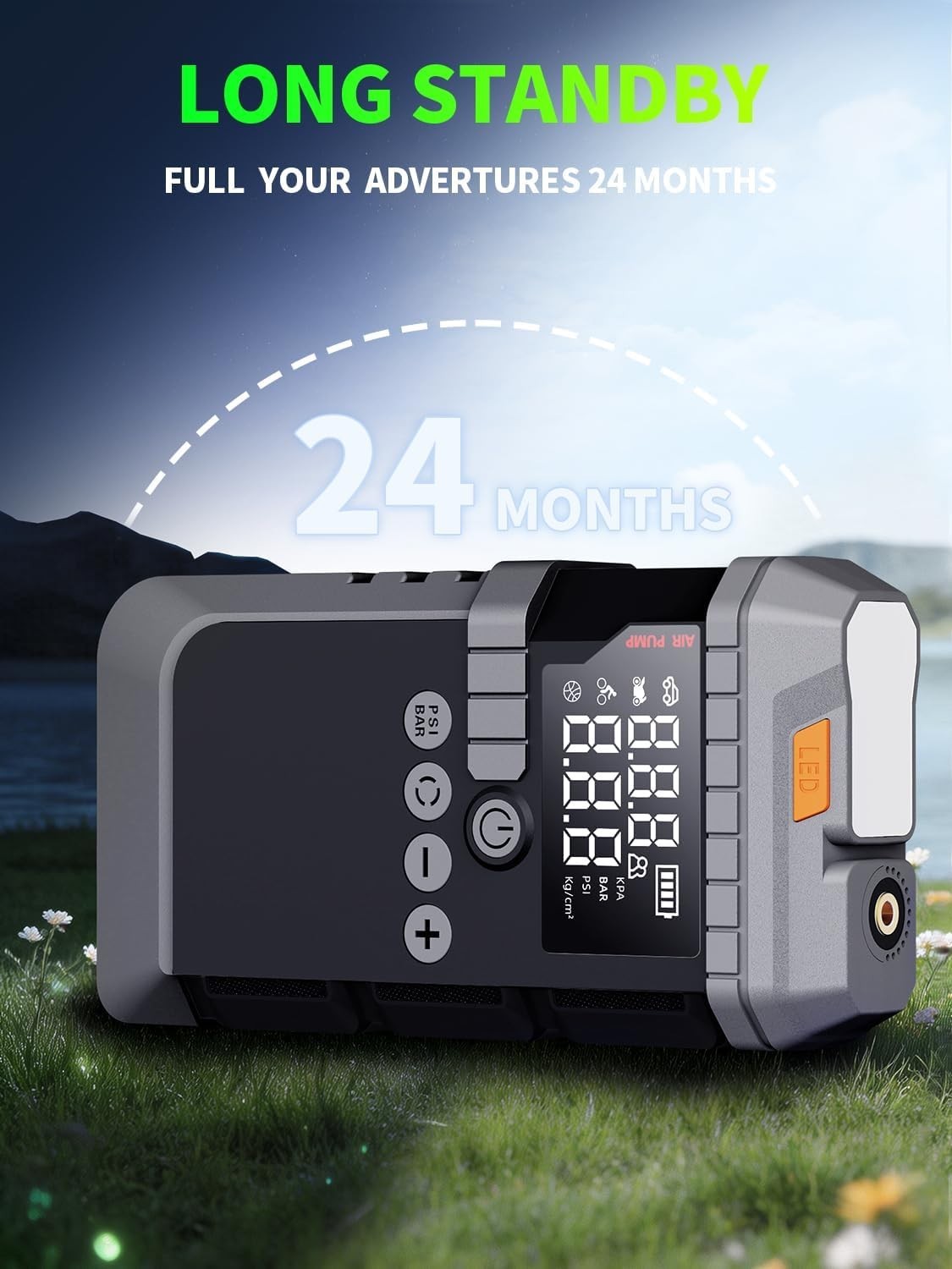WOLFBOX Jump Starter with Air Compressor, 4000A Portable Car Battery Booster